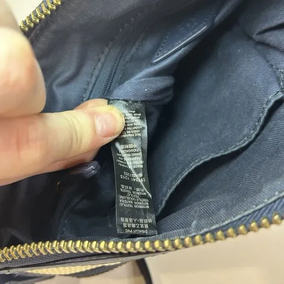 FOSSIL ELIZA Crossbody Blue Multi-Striped Coated Canvas Messenger Bag Purse - Picture 12 of 14